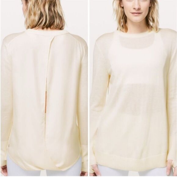 Lululemon Still At Ease Pullover Angel Wing Off White Sweater Size 6 - Picture 1 of 14